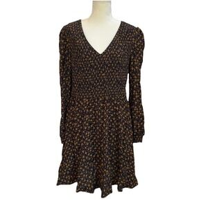 Boden Dress‎ Size 8 Blue Yellow Floral Mini Long Sleeve Pockets Summer